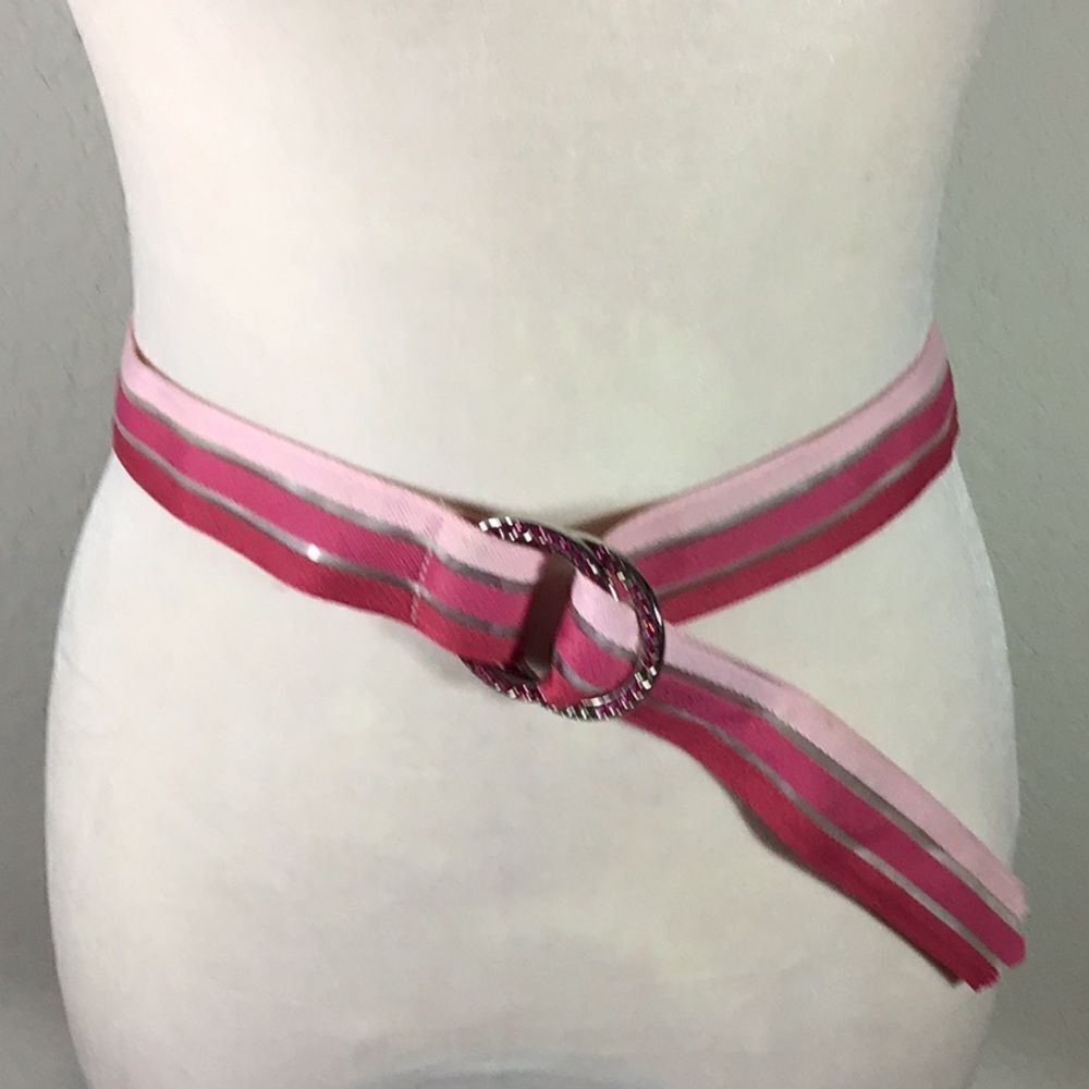 Belt Double Ring Rhinestone Cloth Barbiecore Pink Belt
